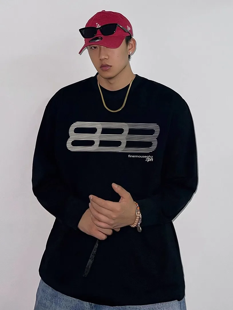 Hip Trendy Brand American Long sleeves Shirt Men Autumn 2024 New Print Plus size Loose Heavy Cotton Top