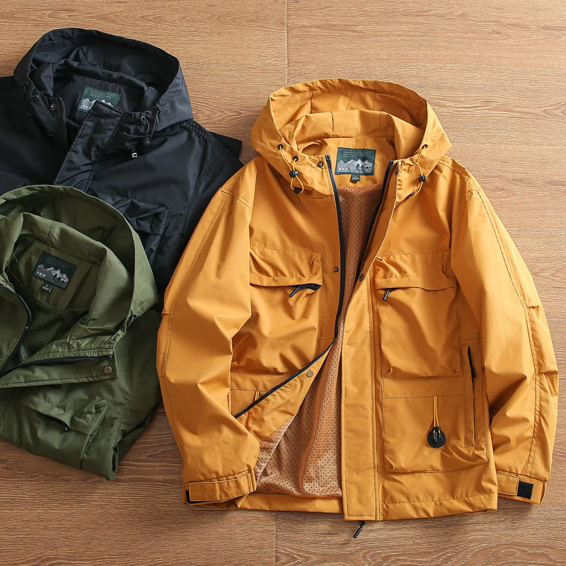 Уличная осенняя мужская свободная ветрозащитная водонепроницаемая куртка-карго