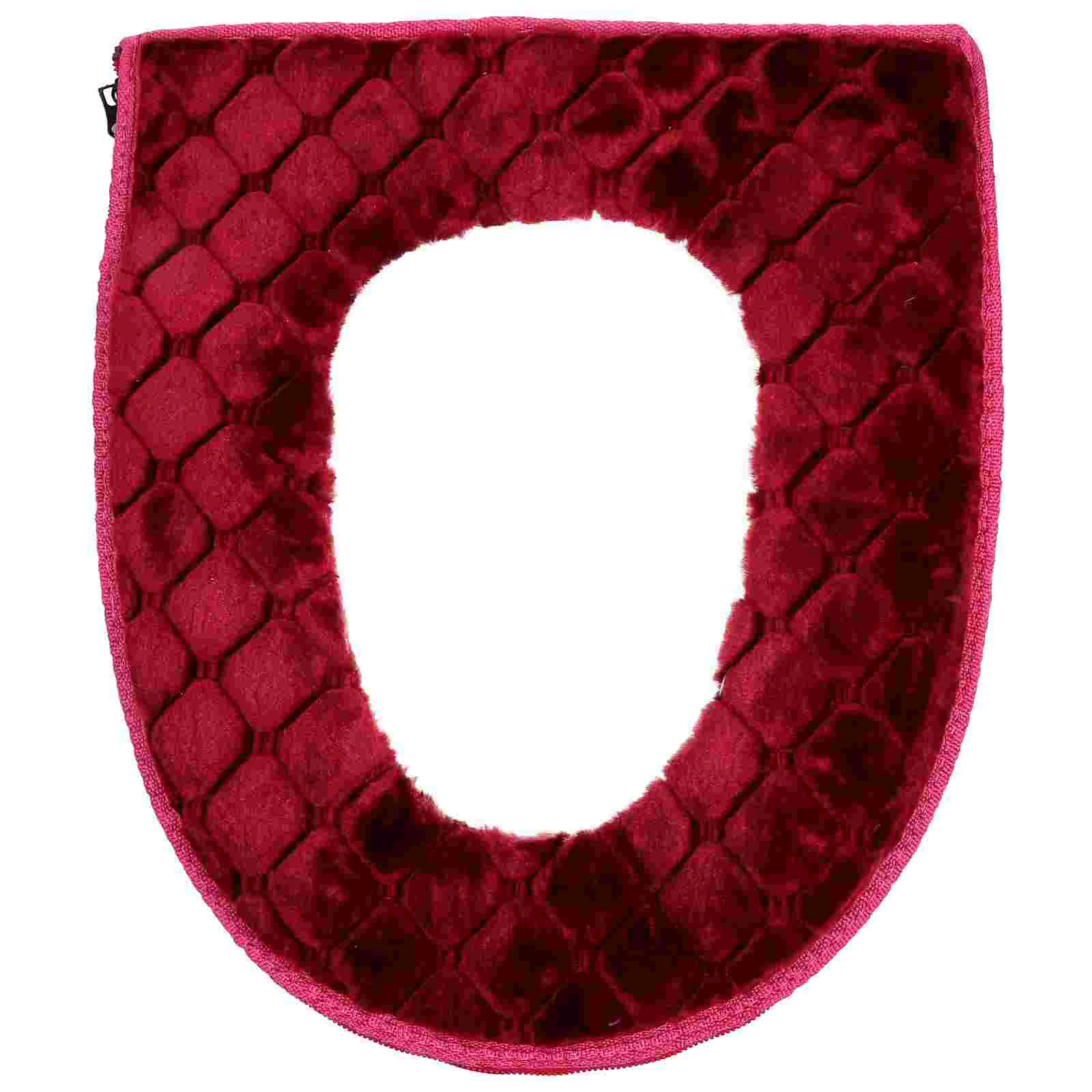 

Toilet Cover Seat Cushion Plush Warmer Pad Bathroom Pads Mat Warm Winter Covers Padded Zipper Lid Thickened Potty Liners