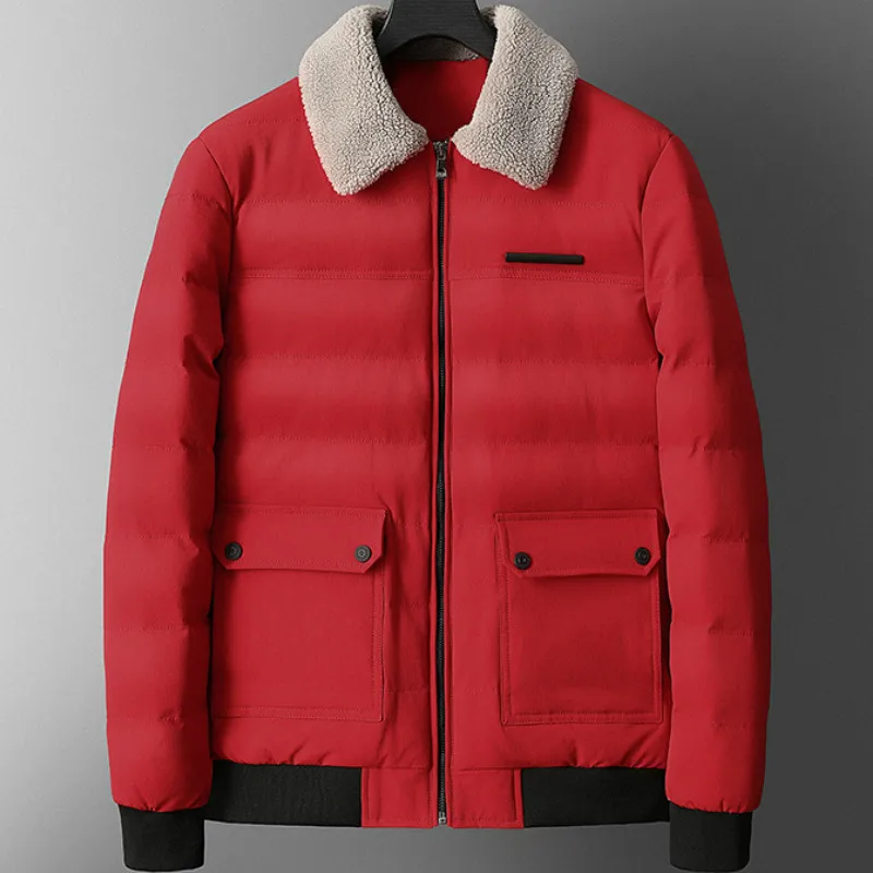 2022 Turn Down Fur Collar Padded Warm Mens Winter Jackets Fashion Parkas Men Winter Cotton Coats Casual Outwear Thicken Jacket