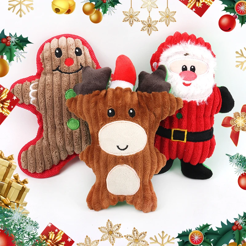 

Рождественская жевательная игрушка для собак, плюшевая набивка, игрушка для домашних животных, жевательная игрушка в форме животного, пища...