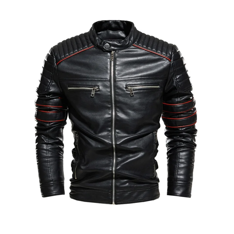 

New Classic Men's Leather Jacket Slim Fit Fleece Motorcycle Leather Jacket Men Autumn Winter Black Faux Leather Jackets and Coat