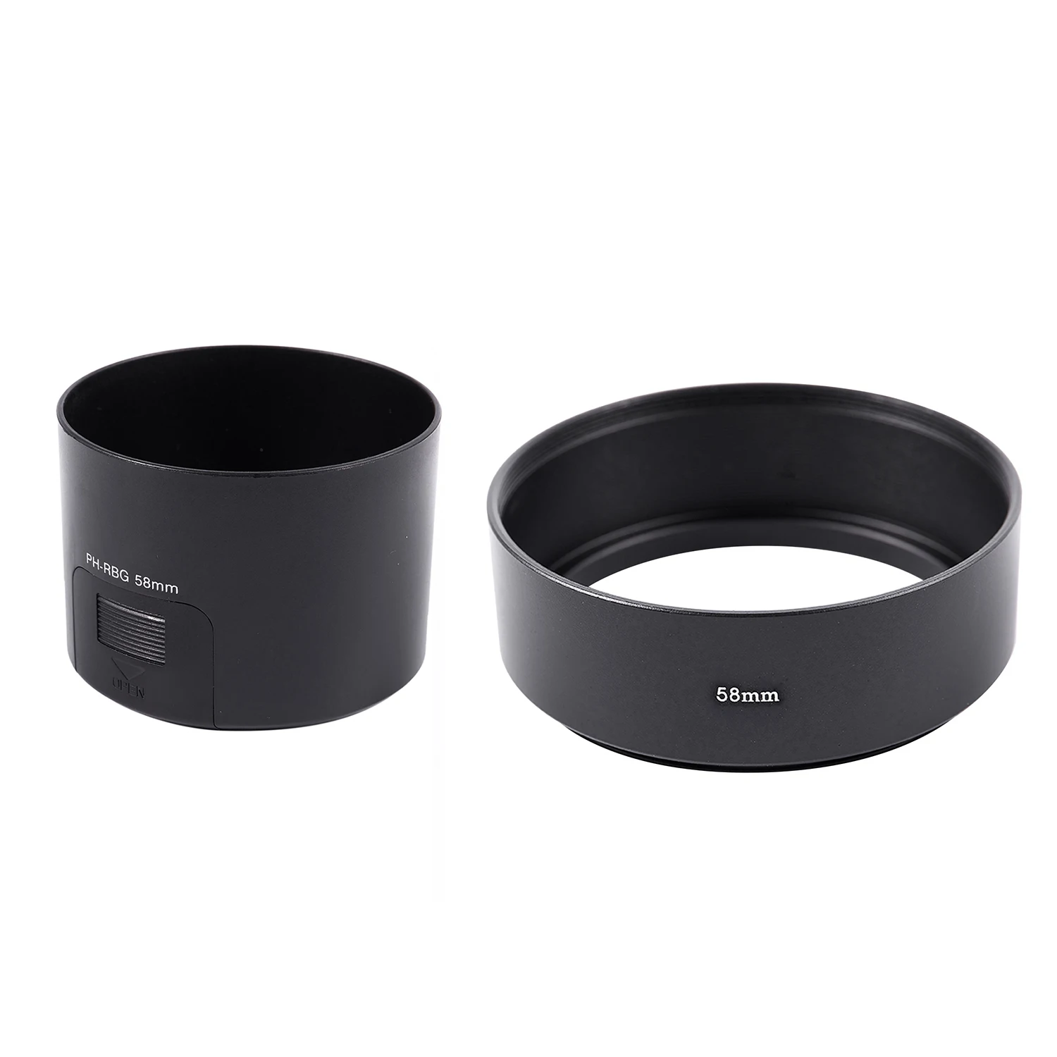 

AYHF-2 Pcs Black Lens Hood: 1 Pcs PH-RBG 58Mm Lens Hood, For Pentax SMCP-DA 55-300Mm F/4-5.8 ED & 1 Pcs 58Mm Mount Standard Meta