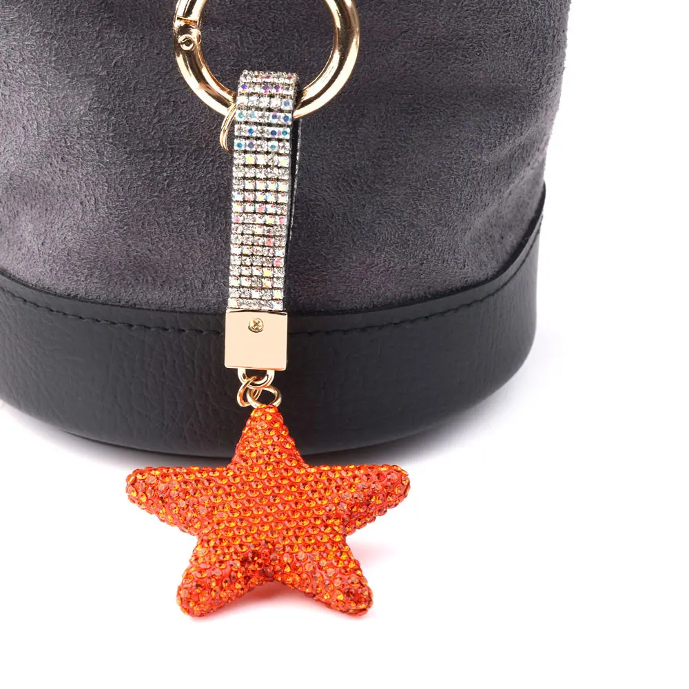 Брелок в виде сердца с кристаллами со стразами милая звезда улыбающееся лицо