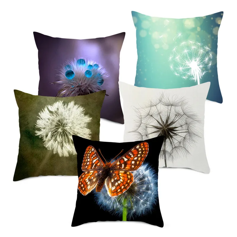 

Dandelion Printed Cushion Covers Romance Pillows Cover Polyester Pillowcase for Home Sofa Decorative Pillows linen pillow cover