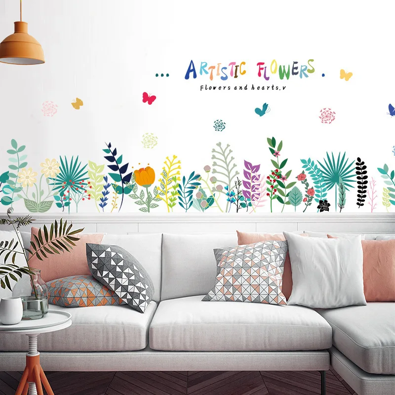 

Flowers Wall Stickers for Children's Kids Room Classroom Home Decoration Art DIY Vinyl Decal Self Adhesive Plants Wallpapers
