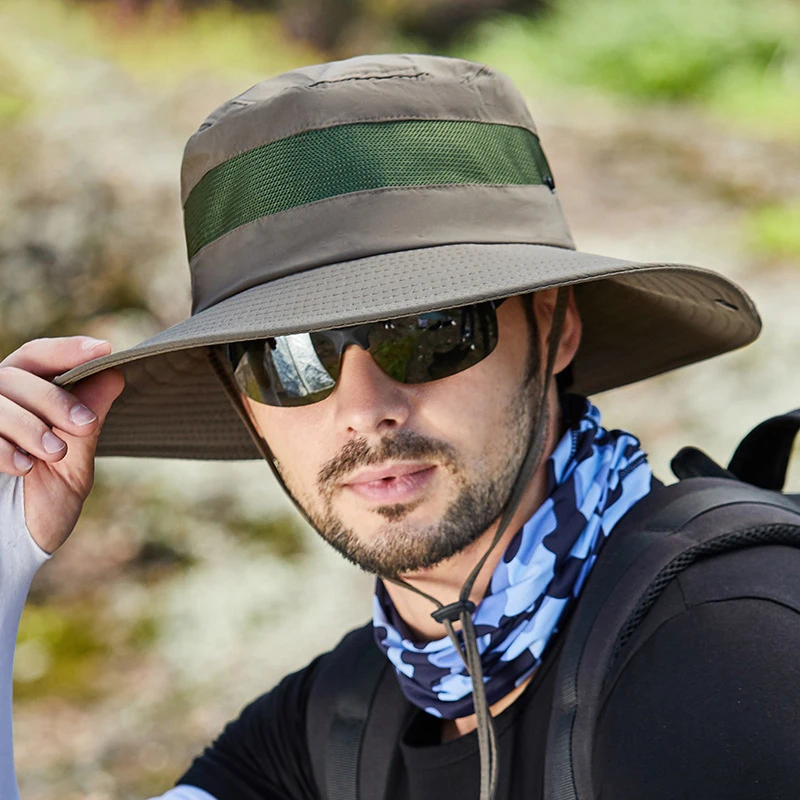 

Summer new breathable mesh sunscreen hat Men's outdoor fishing Mountaineering large eaves sunshade fisherman hat