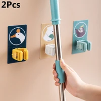 cute cartoon adhesive hooks wall mounted mop organizer holder rackbrush broom hanger hook kitchen bathroom strong hooks 12pcs