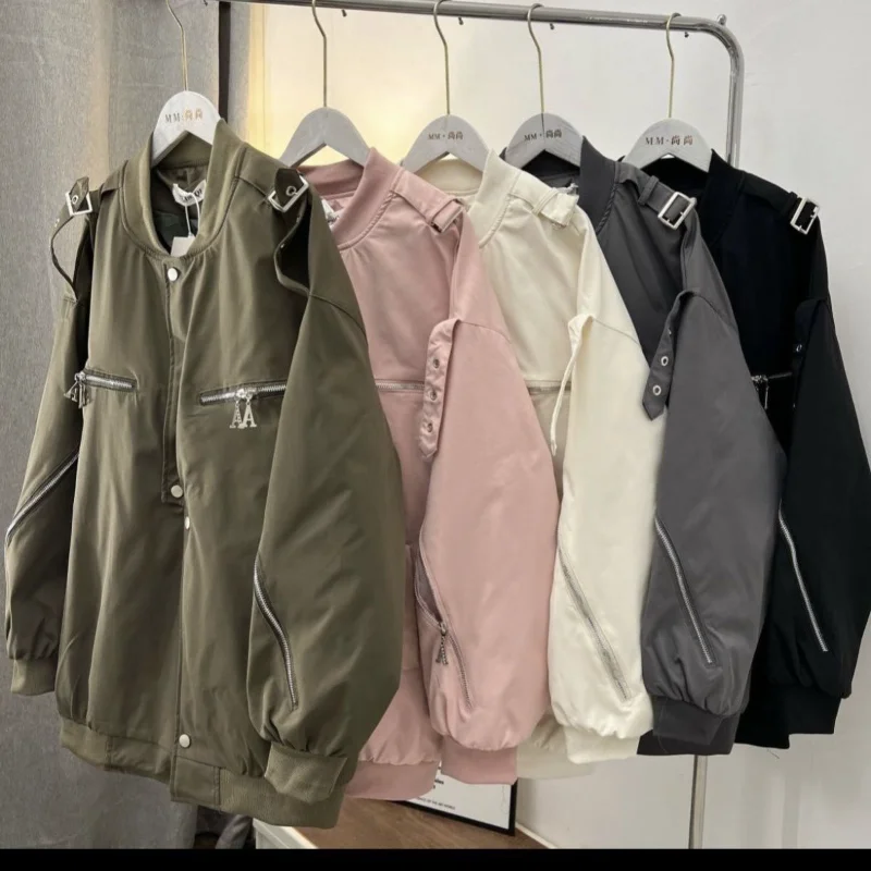 

Женская бейсбольная куртка Y2K в американском ретро-стиле на молнии, нестандартная Повседневная Свободная куртка для бейсбольной униформы, уличный Джокер, 2023