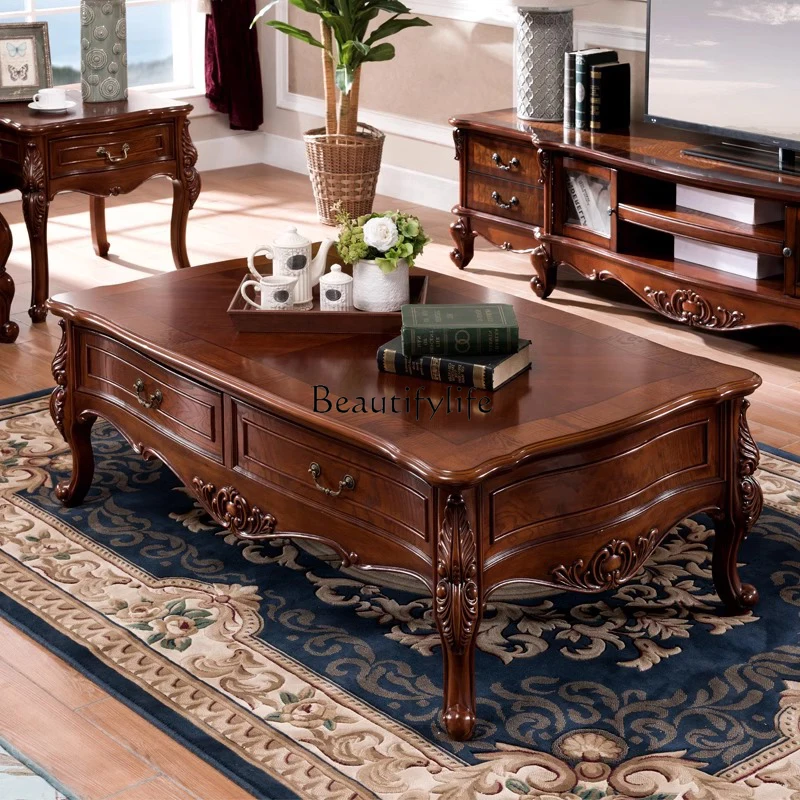 Американский журнальный столик из цельного дерева прямоугольный европейский в