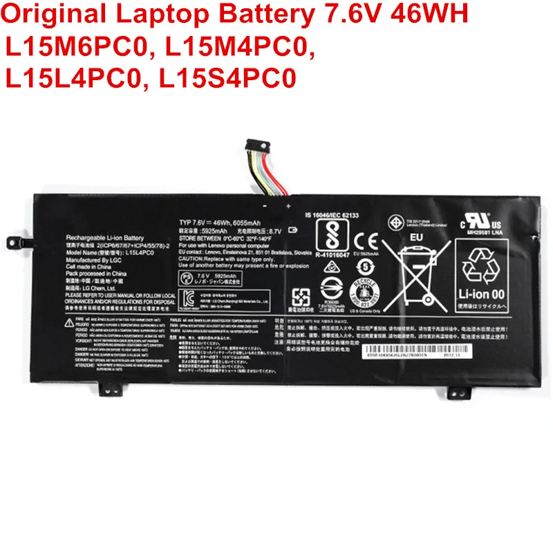 

7.6V 46WH New Original Battery Notebook L15L4PC0 L15M6PC0 L15M4PC0 L15S4PC0 For Lenovo IdeaPad 710S-13ISK 710S-13IKB Laptop