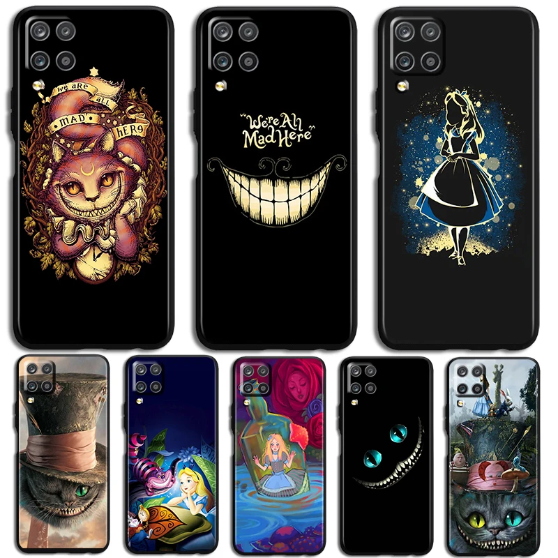 Alice in Wonderland Phone Case For Samsung Galaxy A73 A72 A71 A70 A53 A52 A51 A50 A42 A41 A40 A33 A32 A31 A30 A30S Black luxury