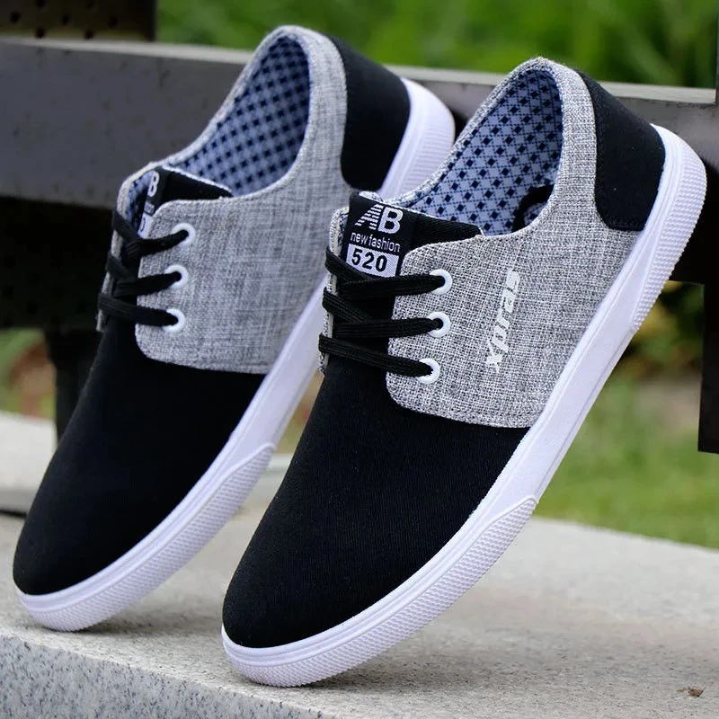 

New Fashion Men's Canvas Sneakers Men's Basic Flats Comfortable Loafers Men's Casual Sneakers Black Shoes
