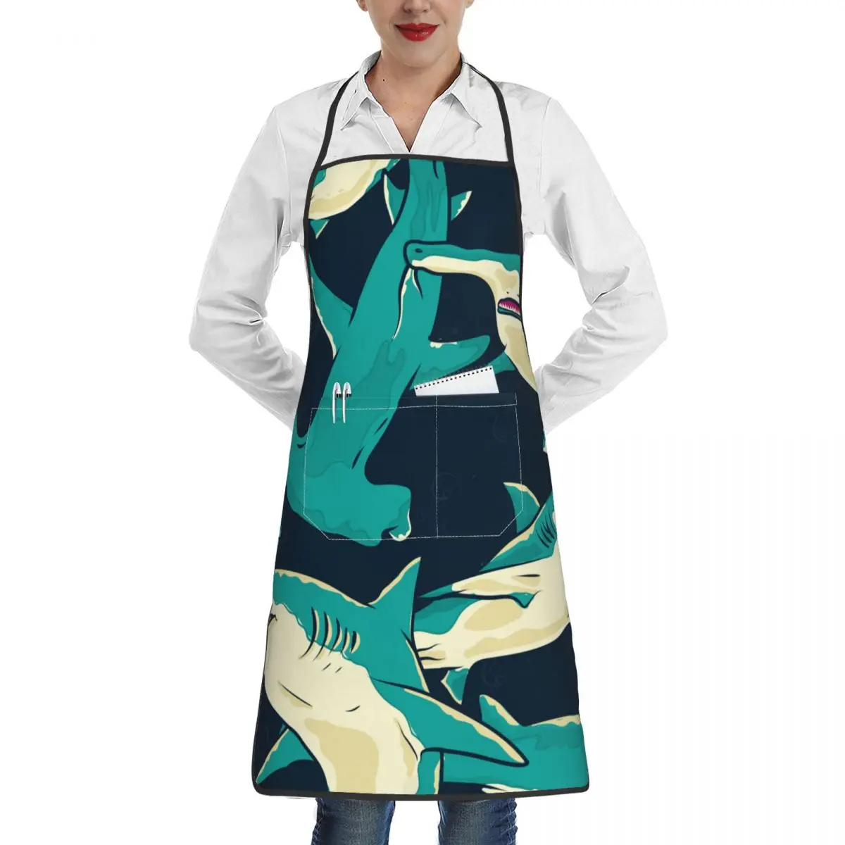 

Фартук для готовки и выпечки, Кухонный Фартук в форме молотковой головы, акулы, кухонный фартук для ресторана, мужской и женский домашний инструмент для уборки, товары