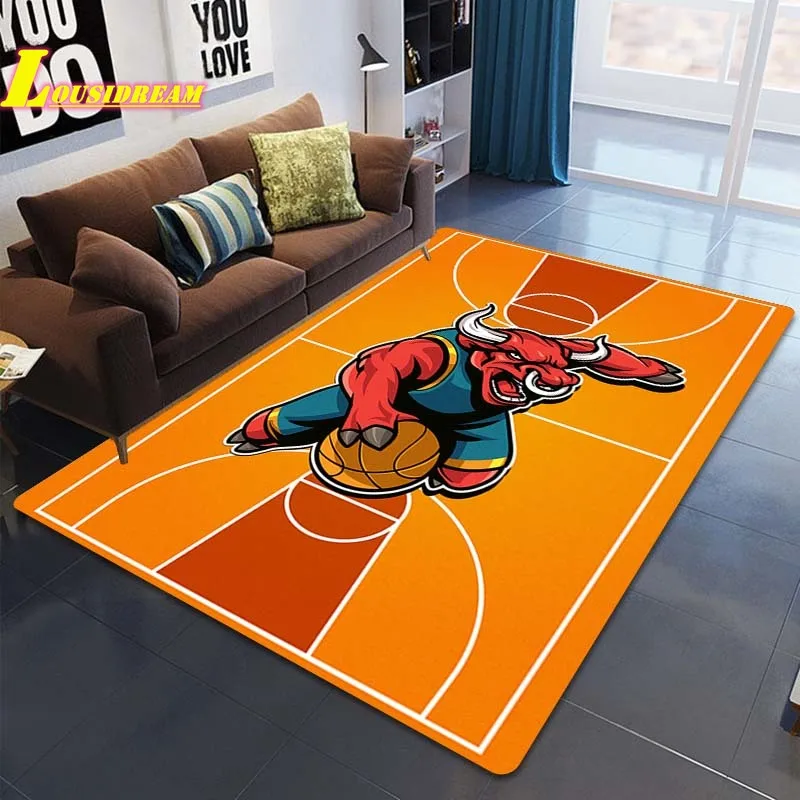 Ковер с дизайном баскетбольной площадки для мальчиков Creative, брендовый, для гостиной, спальни, с противоскользящим покрытием и впитывающими свойствами, декор для дома.