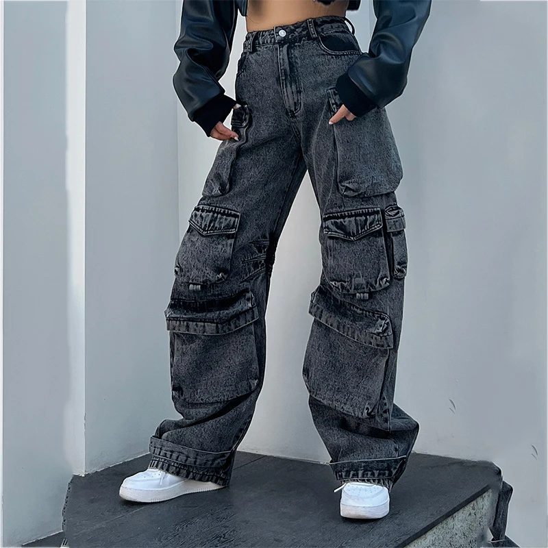 Y2K Wide Leg Pants Jeans 2023 Summer Casual Pants Women Retro Street Hip Hop overalls Fashion High Waist Women Jeans washable