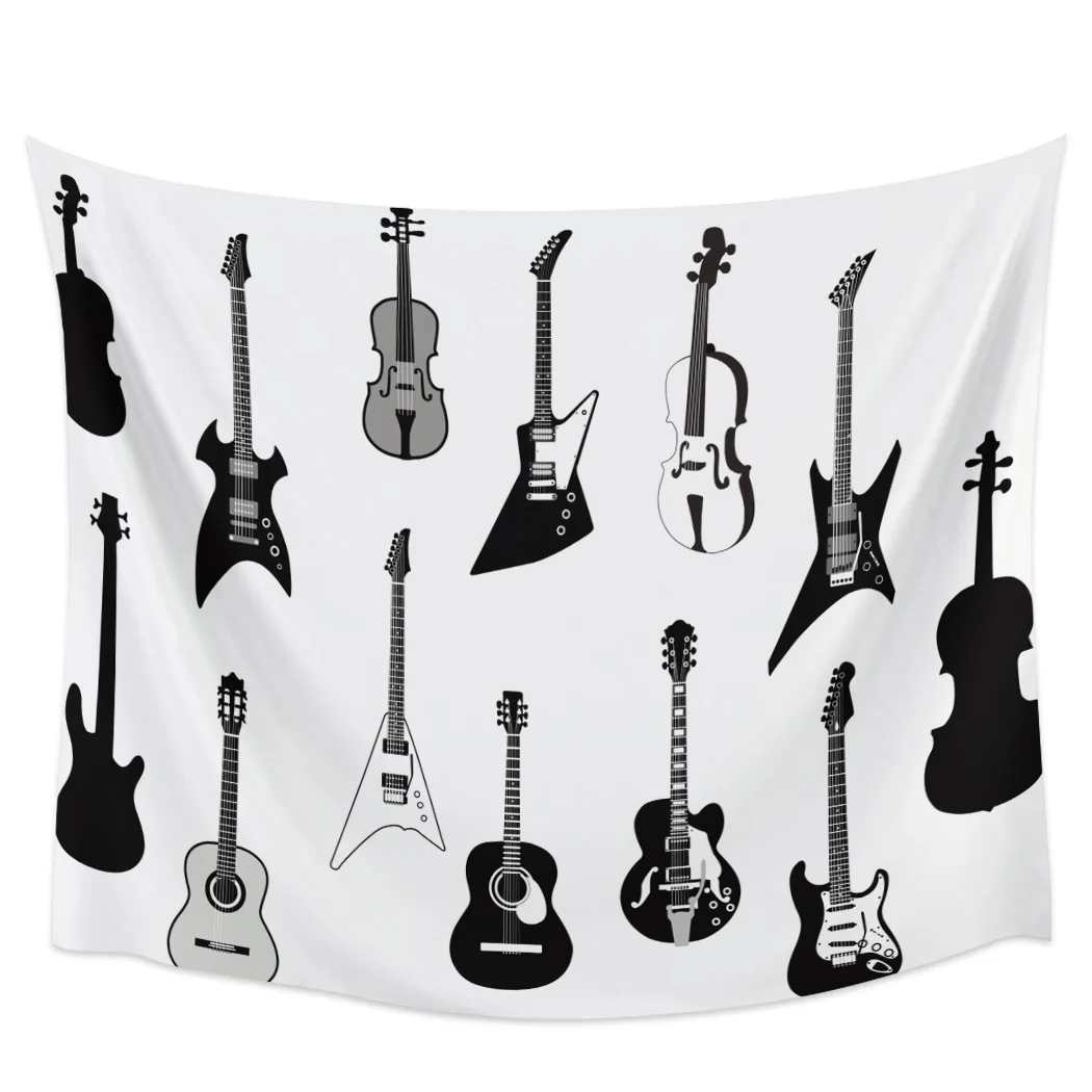 

Musical Instrument Electric Guitar Tapestry Wall Hanging Room Carpet Dorm Tapestries Art Home Decoration Accessories