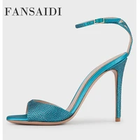 fansaidi 2022 fashion clear heels peep toe stilettos heels sandals womens shoes summer new elegant mature sexy consice 41 42 43