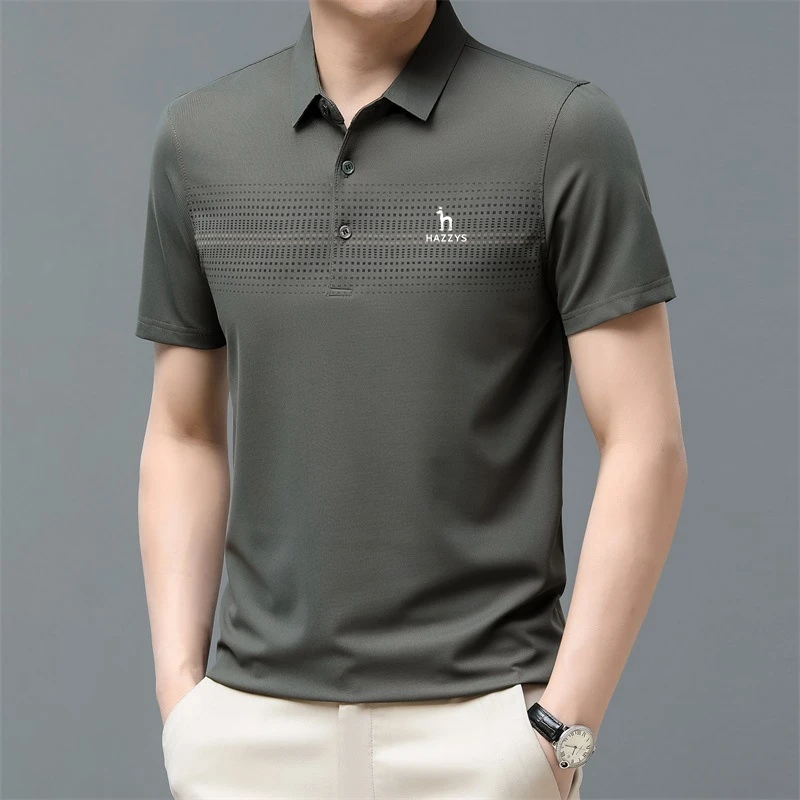 

Hazzys Summer Business High Quality Short Sleeve Polo Shirt Lapel Collar New Men Fashion Casual Printing Golf Wear T-shirt Tops