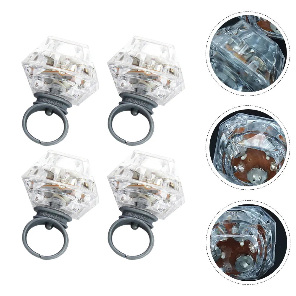 

4 Pcs Diamond Ring Children Toys Kids Glowing Finger Delicate Party Favors Filler Plastic Novelty Rings Simulation Plaything