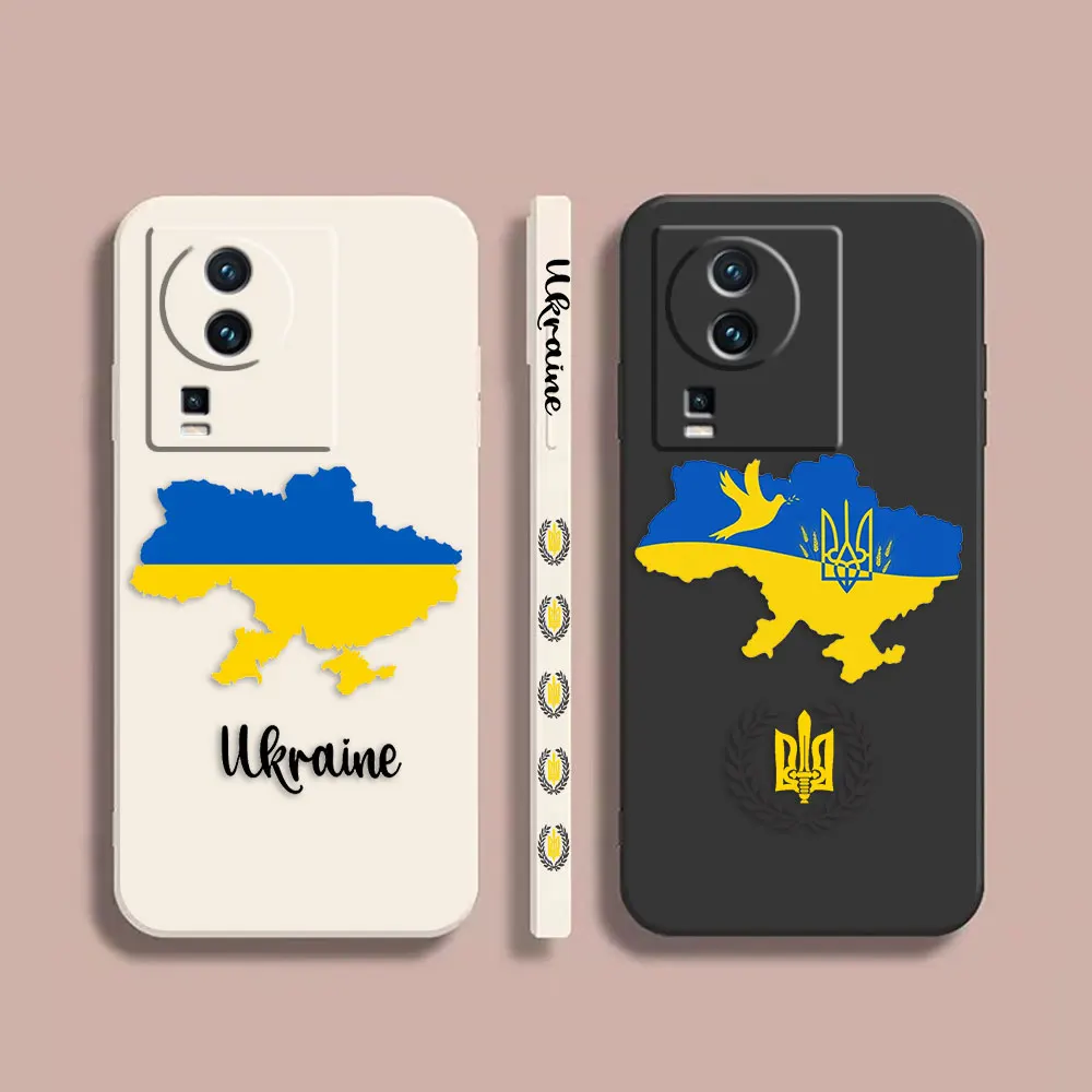 

Case For VIVO IQOO 5 7 8 9 10 11 Pro 5G Z6 Z7 NEO3 5 5S 6 7 Colour Simple Liquid Silicone Case Flag Of Ukraine Insignia