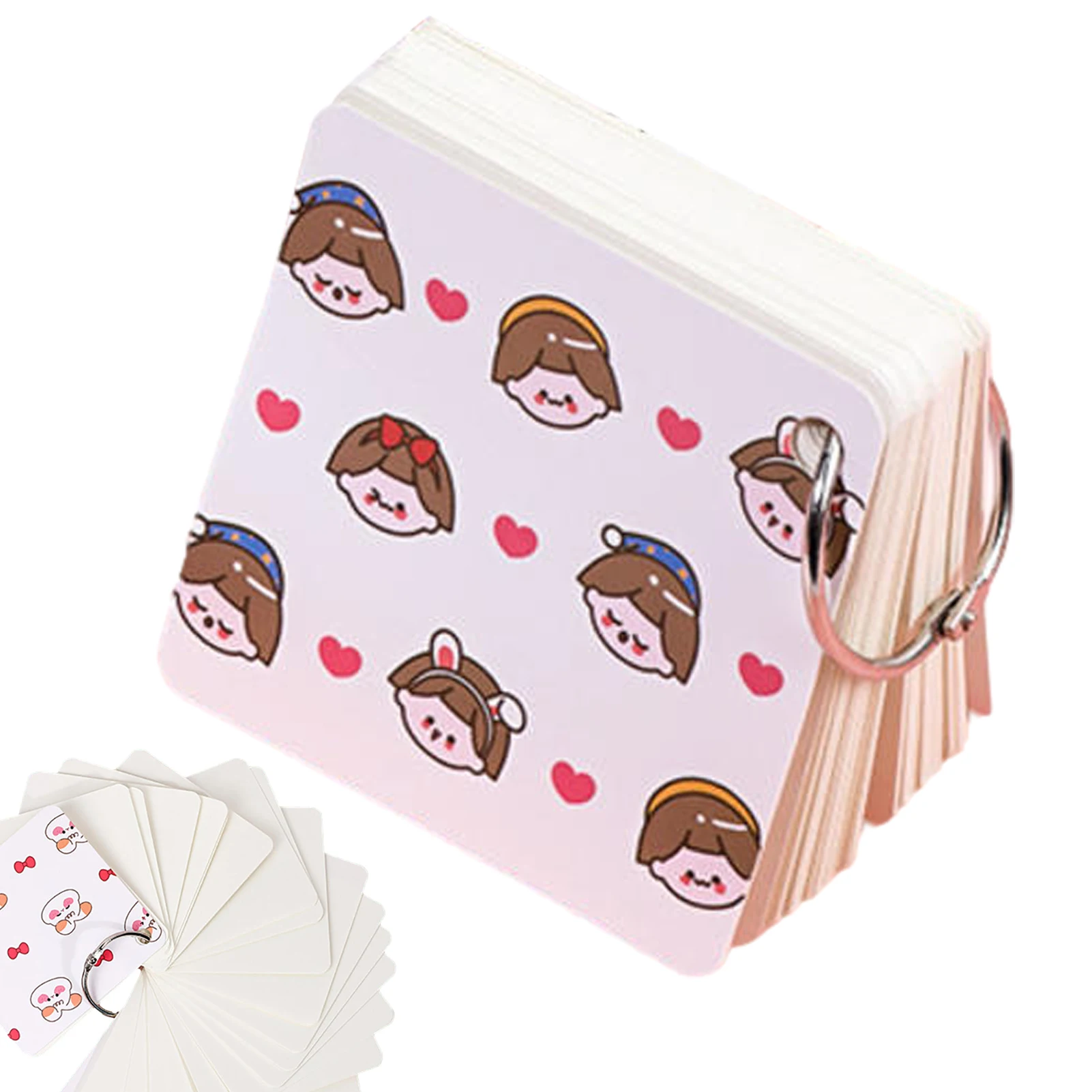 

80 Sheets Binder Rings Flipping Flash Card DIY Combinable Study Cards Mini Lined Memo Pad DIY Book Mark Blank Cards