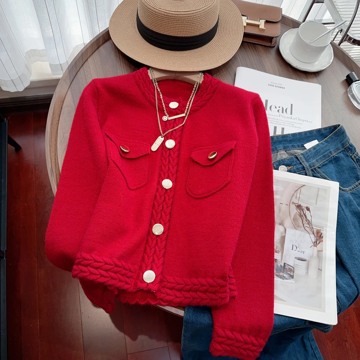 Гуанчжоу тринадцать линий хитовые товары ~ Изящный вязаный кардиган свитер