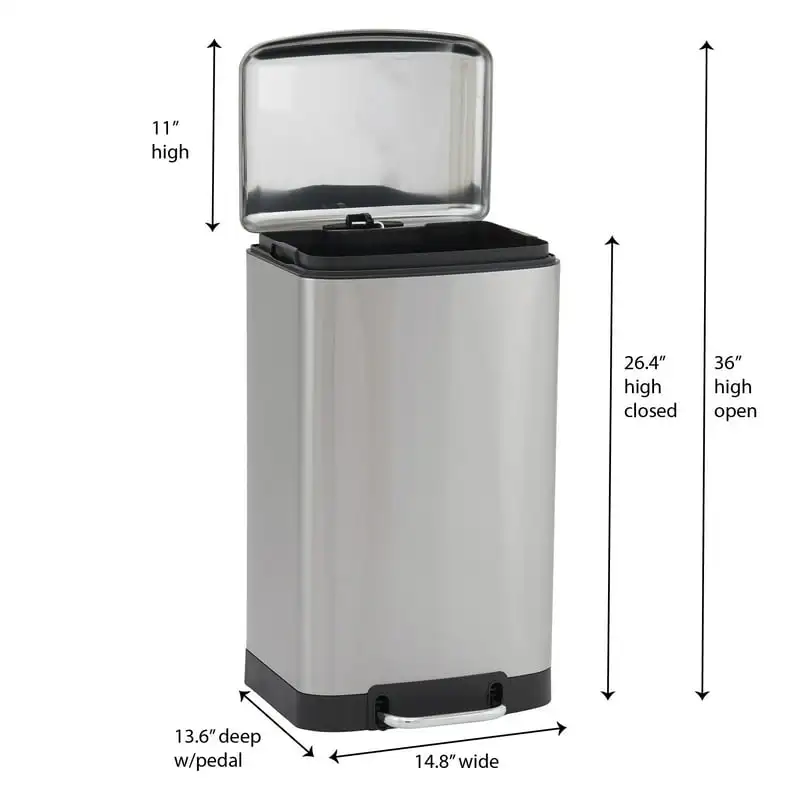 

Liter / 10.5 Rectangle Stainless Steel Step On Trash Can