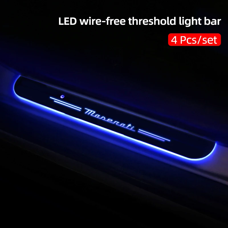 

Car USB Power Moving LED Welcome Pedal Car Scuff Plate Door Sill Light For Maserati Levante Ghibli GranTurismo Gran Quattroporte
