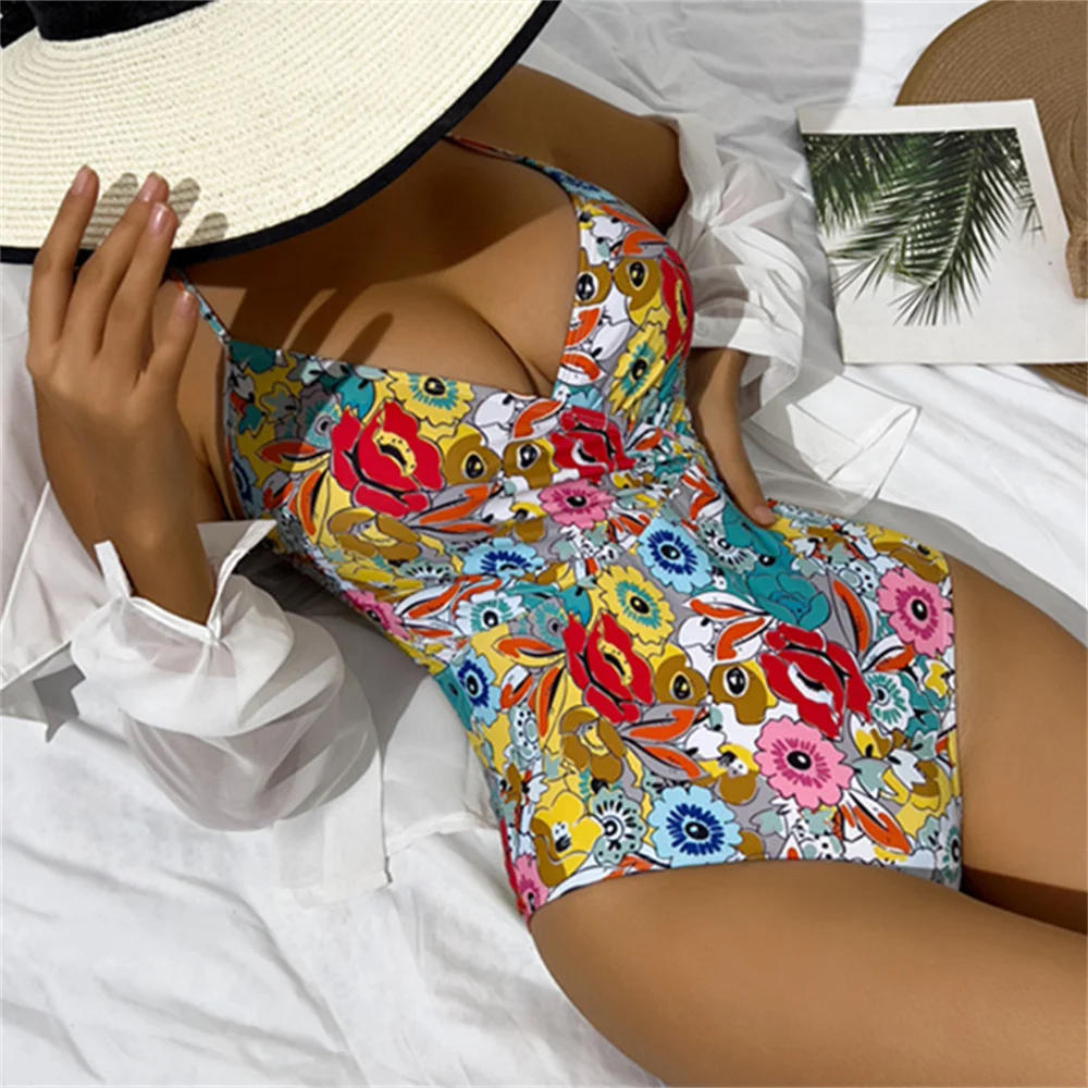 Kawaii цветочный бикини на шнурке с открытой спиной купальник пуш-ап отпуск