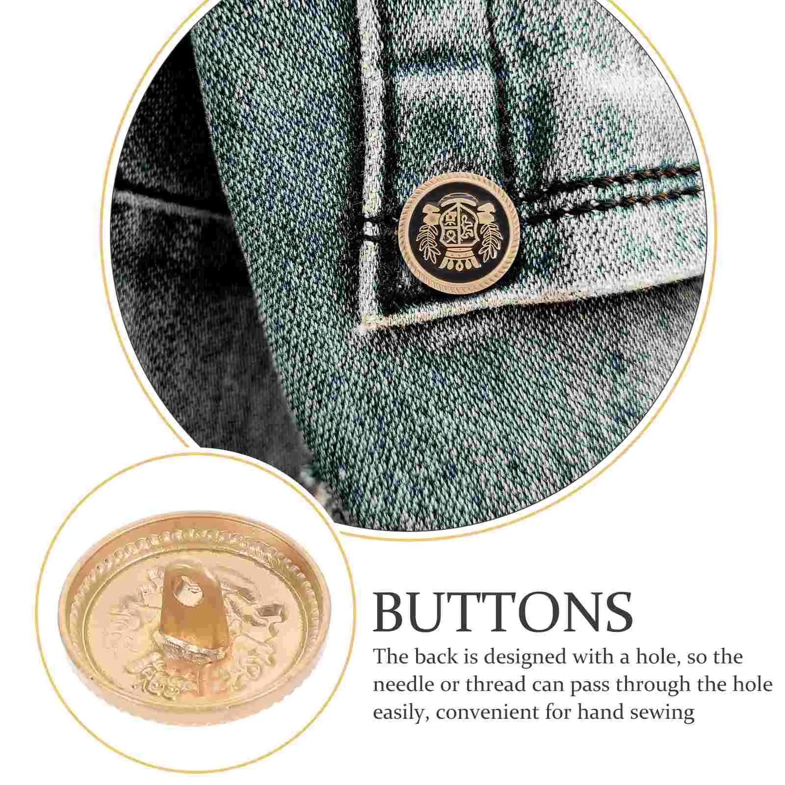 

20 Pcs Metal Buttons Craft DIY Delicate Clothes Vintage Decor Supplies Sewing Crown Jacket Suit Replaceable