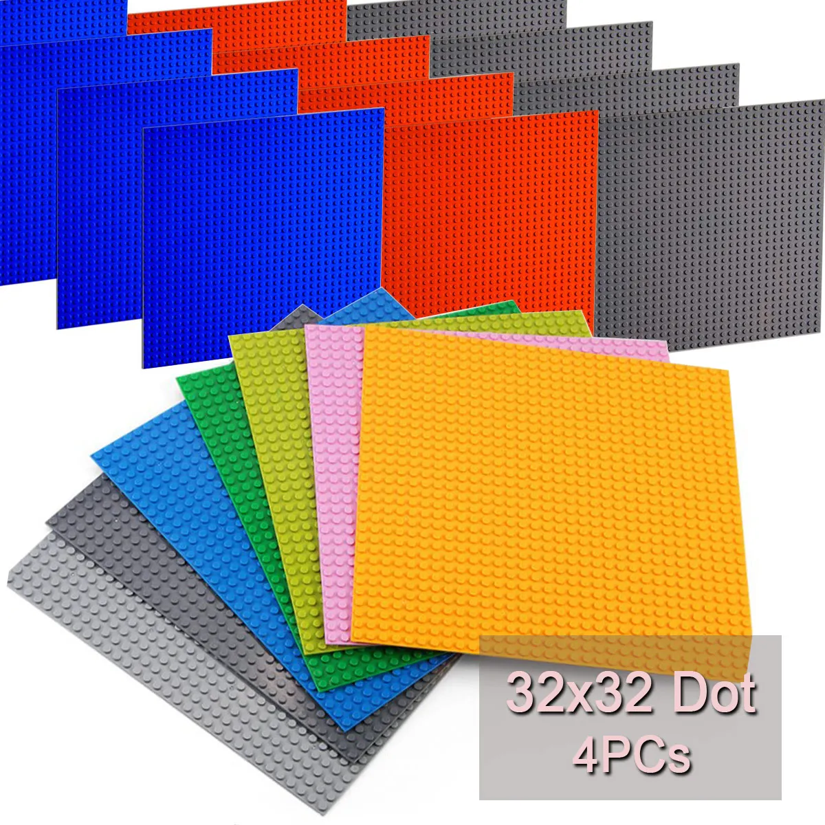 

4PC Classic Base Plates 32X32 Dots Base Plate Plastic Bricks Baseplates Small Block Construction Toy for Kids Compatible Brand