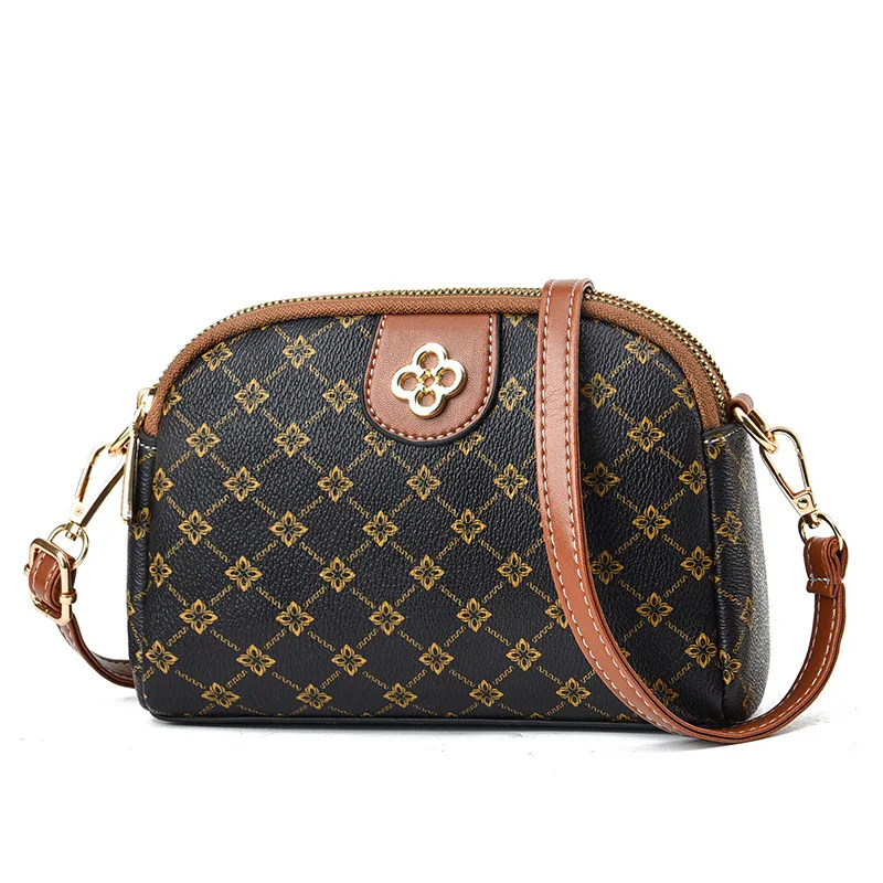 Vintage Women Crossbody Bags Leather Printing Designer Shoulder Messenger Bags Chain Sling Bag for Ladies Handbag Shoulder Belt