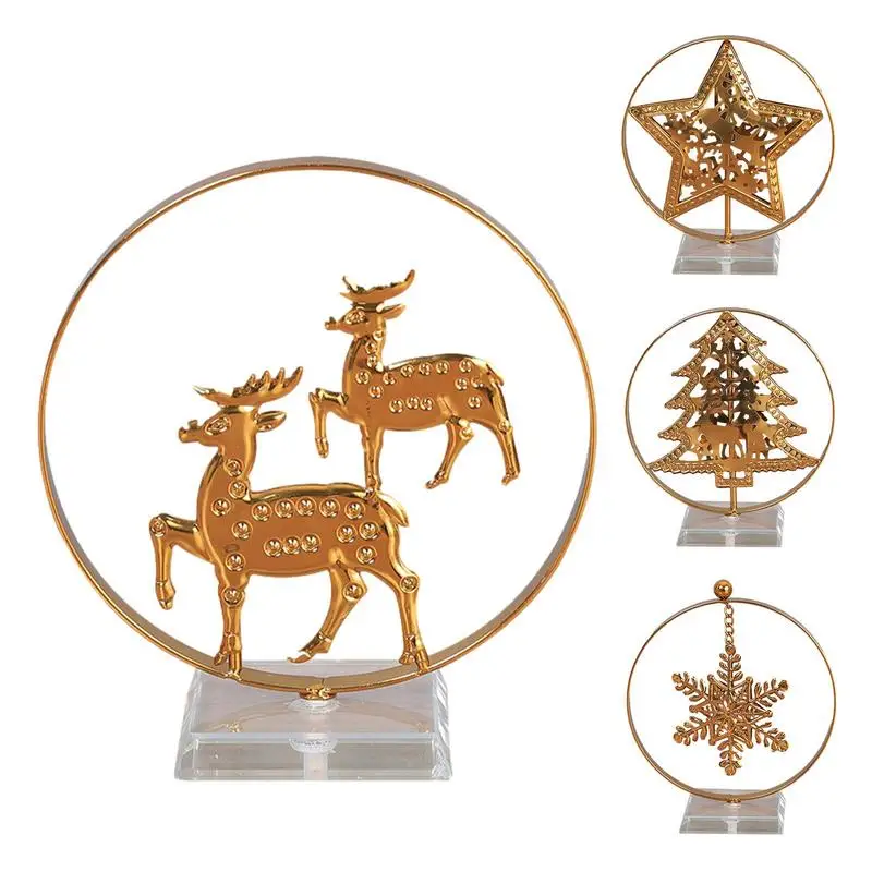 

Metal Christmas Ornaments For Tabletop Portable Creative Christmas Reindeer Figurines Decorative Deer Desktop Ornament For Party