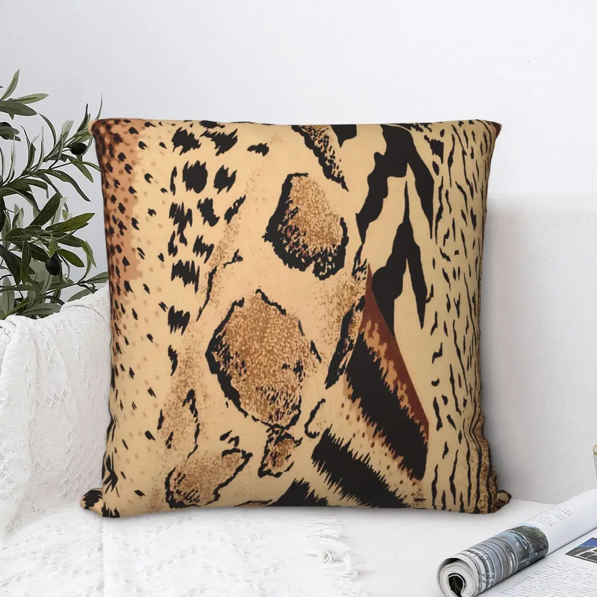 

Brown Black Tan Cheetah Leopard Safari Animal Print Throw Pillow Case Cushion For Home Sofa Chair Decorative Hug Pillowcase