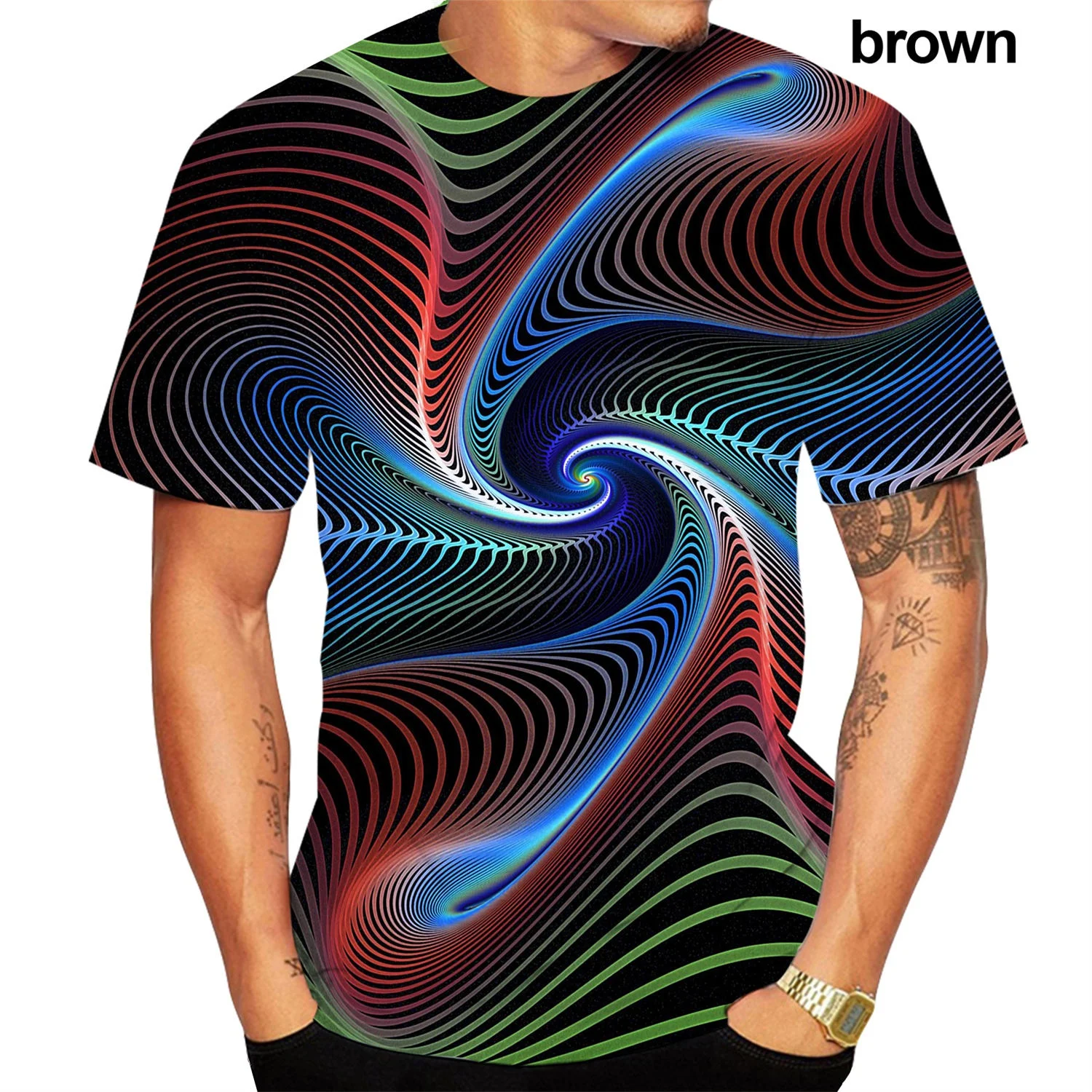 

Newest Fashion Mens 3D Printing T Shirt Black and White Vertigo Hypnotic Funny Unisex Short Sleeve Tees