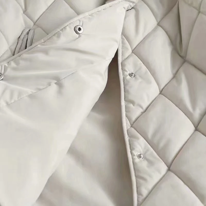 2022 Autumn Winter Women Chic Beige Oversize Long Hood Parkas Long Sleeve Buttons Pockets Female Warm Coat