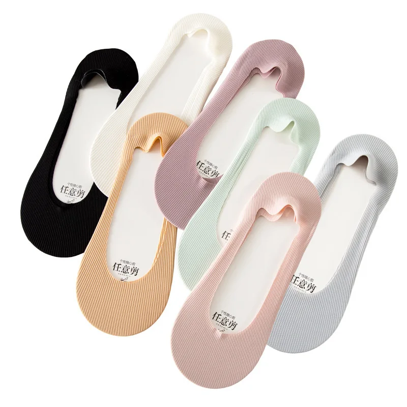 5 Pairs Per Lot Socks For Women 2022 New Summer Solid Color 90% Cotton Breathable Invisible Sock Slippers Fashion High Quality