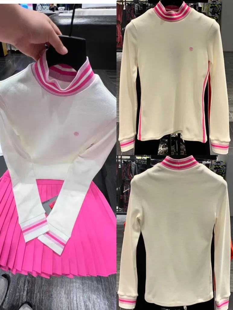 

Женская рубашка с длинным рукавом, с круглым вырезом и эластичным воротником