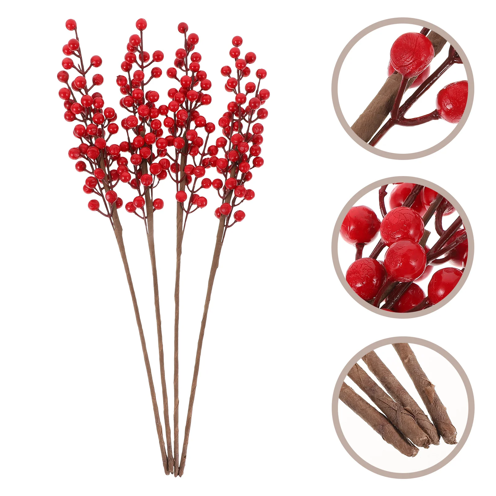 

Berry Christmas Stems Berries Red Artificial Picks Branch Tree Holly Branchessimulation Decorative Faux Ornament Imitation
