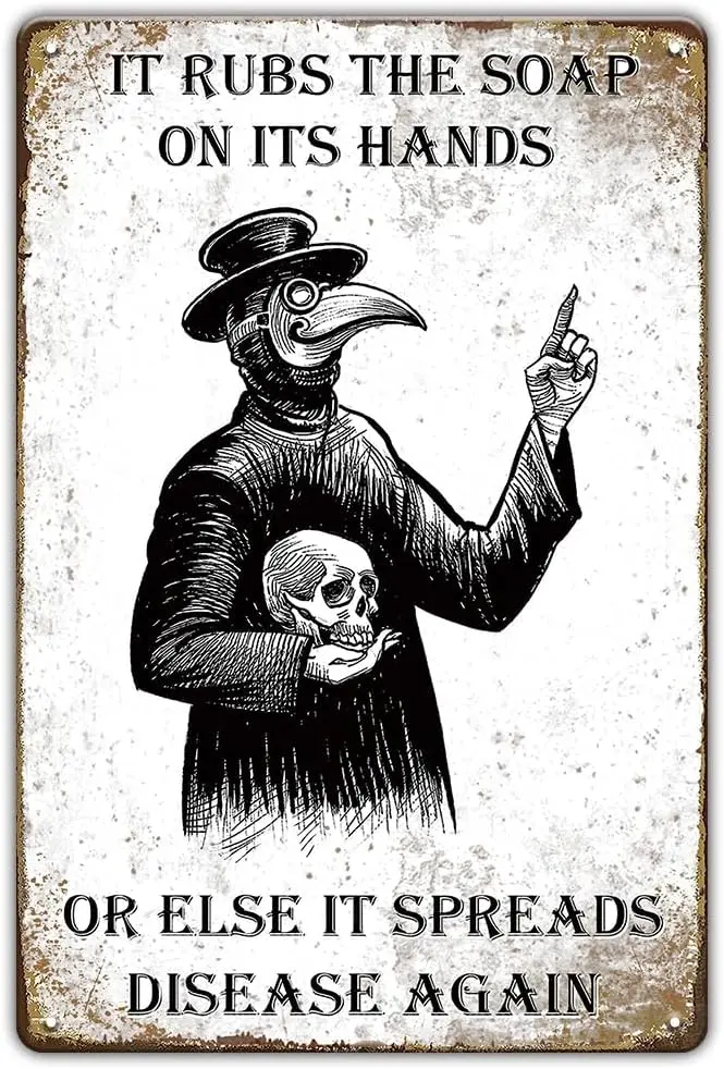 YOY RT Gothc Broom Decor Sgns - Wsh Your Hnds Plgue Doctor Funny Vntge Metl Tn для туалета Frmhouse и Tolet