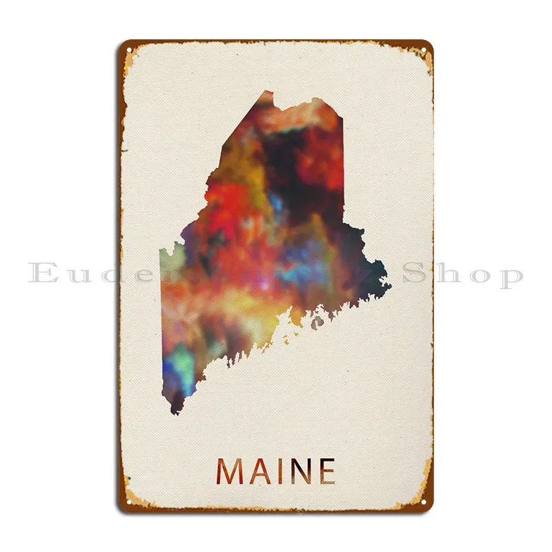 

Мэн акварель карта металлический плакат табличка Ретро Декор стен железный Дизайн Кухня жестяной знак плакат