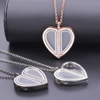 magnet heart locket necklace for women men pendants floating crystal charm necklaces chain neck korean fashion jewelry chokers