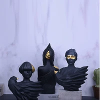 black gold flying bird people statue eco friendly resin craft feather ornaments top luxurious modern home decoration accessories