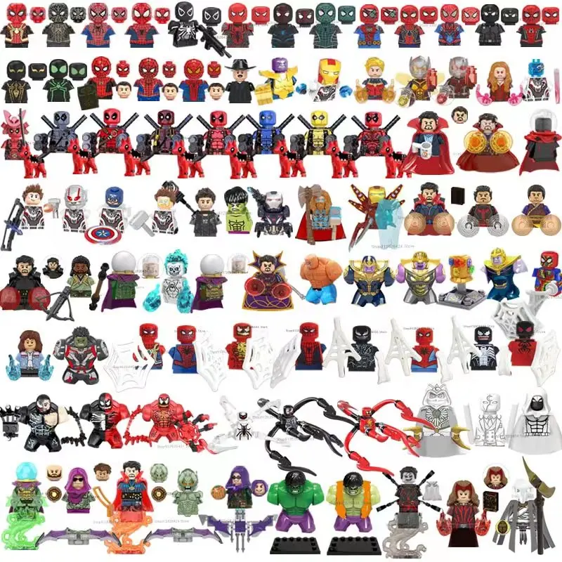 

The Avengers Blocks Doctor Strange Hulk Thanos Spider Anime Figure Venom Moonlight Knight Super Mans Heroes Building Blocks Toys