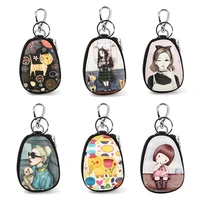 fashion cartoon women key bag girl students leather key wallets key case for car key chains cover new lovely key holder purse