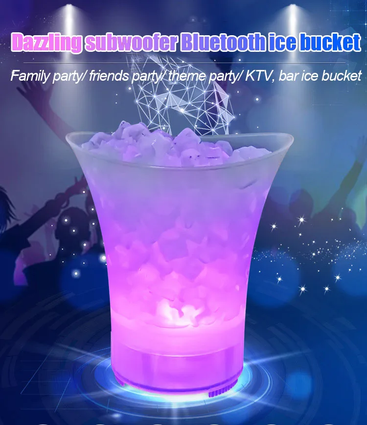 

Party Supplies Nightclubs Drinks KTV Portable Ice Bucket Color Changing Kitchen Tools With LED Light Bluetooth Speaker Container