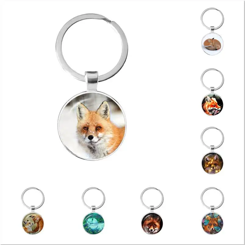 Милые изображения лисы брелок с животным металлические брелки подвесками