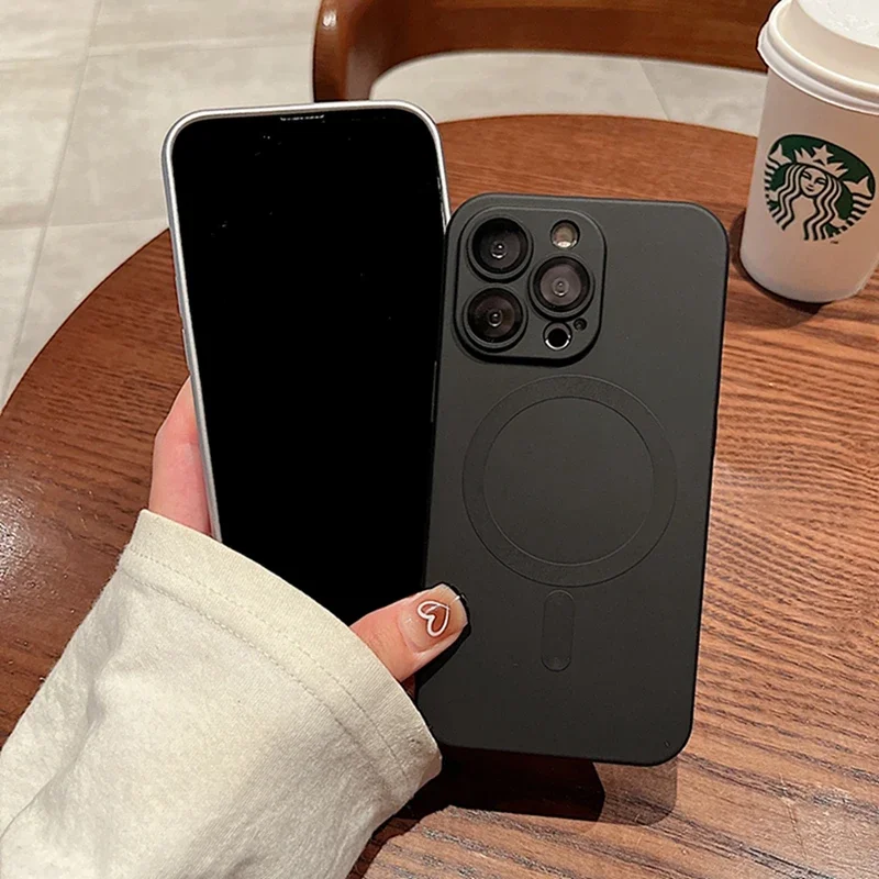 Чехол Magsafe с беспроводной зарядкой для iPhone 16 15 14 13 12 11 Pro X XR XS Max 7 8 Plus SE 2022 2020 мягкий