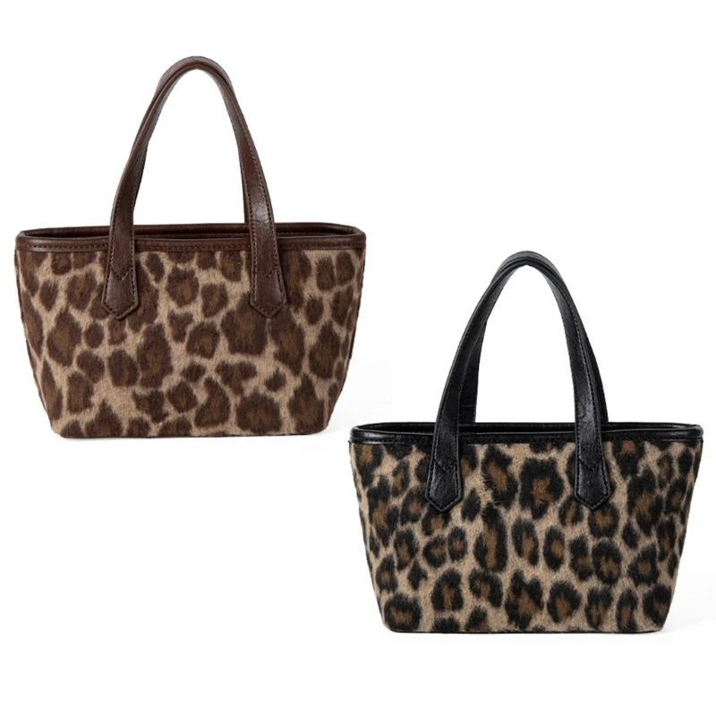 Плюшевая сумка через плечо с леопардовым принтом для женщин маленькая из